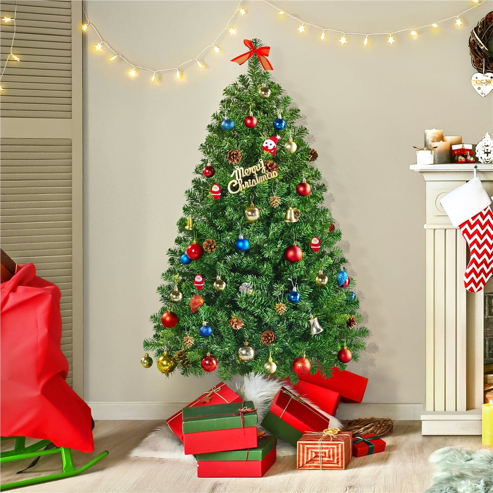 Alden Design Clear Prelit Incandescent Green Hinged Spruce Artificial Christmas Tree, 4.5'