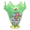 thumbnail image 2 of GlassOfVenice Murano Glass Millefiori Fazzoletto Vase - Lime Green, 2 of 5