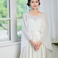 thumbnail image 6 of Eoperou Women Bridal Shawl Round Neck Front Low Back High Grown Shawl Solid Color Thin Sunscreen Versatile Bridal Wrap, 6 of 8