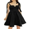thumbnail image 1 of Femmes Été une Ligne Robe Unie Couleur Tie-Up Sans Manches Mini Robe, 1 of 7