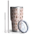 thumbnail image 2 of 30oz Pink Christmas Gingerbread House Pattern Tumblers Stainless Steel Tumbler with Lid and Straw,Vacuum Insulated Double Wall Travel Tumbler Cups Mug with Cleaning Brush for Coffee,Tea, 2 of 7