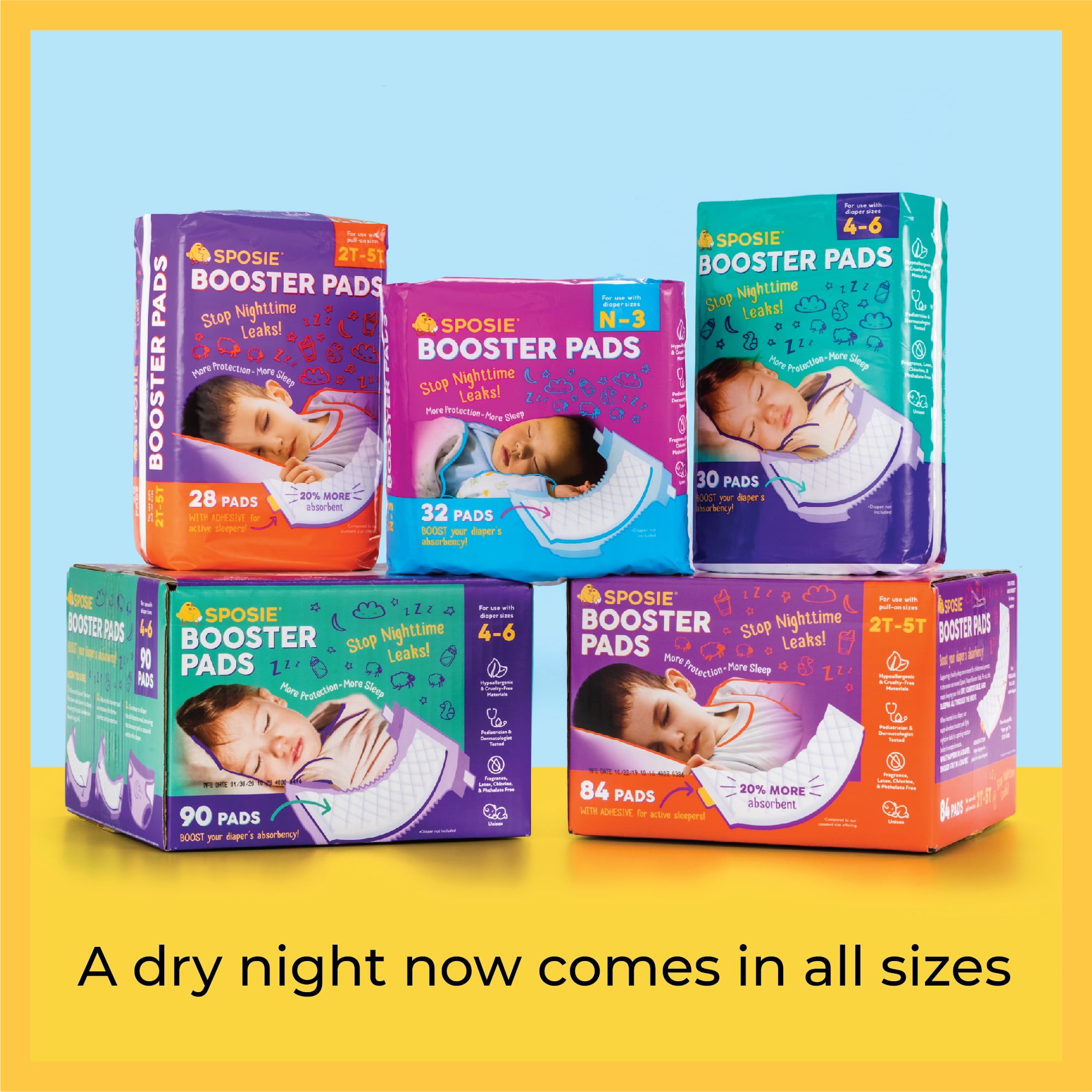 100 Count No More Leaks Healthy Spirit HSBP-100 Booster pad White Diaper Doubler Pad with Adhesive