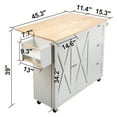 thumbnail image 3 of KFFKFF Kitchen Island with Wooden Drop Leaf, 45.3" Broad Mobile Units with Storage Compartment, Rolling Cart with Herb Stand, Towel Holder, Transportable Stations on Casters, White, 3 of 9