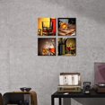 thumbnail image 3 of Wine Glass Canvas Wall Art for Kitchen Dining Room Wall Decor Still Life Pictures Modern Vintage Brown Painting Prints 4 Pieces Framed Artwork for Bar Pub Bedroom Home Decoration Ready to Hang 8x8, 3 of 6