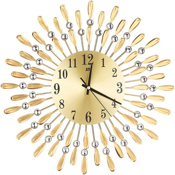 SURJDE Wall Clock 15inch Gold Wall Clock Battery Powered Fancy Wall Clock with Rhinestone Quiet Running Wall Clock for Living Room Bedroom