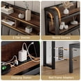 thumbnail image 3 of ROGALIS Queen Size Upholstered Headboard with 2-Tier Storage Shelf, RGB LED Light, Power Outlets & USB Ports, Height Adjustable, Brown & Grey, Headboard Only, 3 of 7