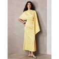 thumbnail image 4 of Yellow Jacquard Asymmetric One-Shoulder Fitted Mid-Length Dress, 4 of 6