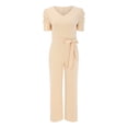 thumbnail image 3 of Jumpsuit Women'S Elegant Jumpsuit V Neck Long Jumpsuit Trouser Suit Playsuit Romper,Beige Women'S Polyester Jumpsuit 3XL, 3 of 6