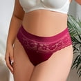 thumbnail image 6 of BLTIBY High Waist Thongs Panties for Women Solid Color Seamless Abdomen Tummy Control Plus Size Lace Briefs Fashion Comfortable Breathable Underpants Red S, 6 of 9