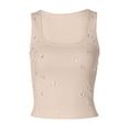 thumbnail image 5 of Lixiuxyad Women's Camisole Summer Camisole Top With Beaded Neckline Elegant Sleeveless Tank For Casual Wear And Layering,Beige, 5 of 6