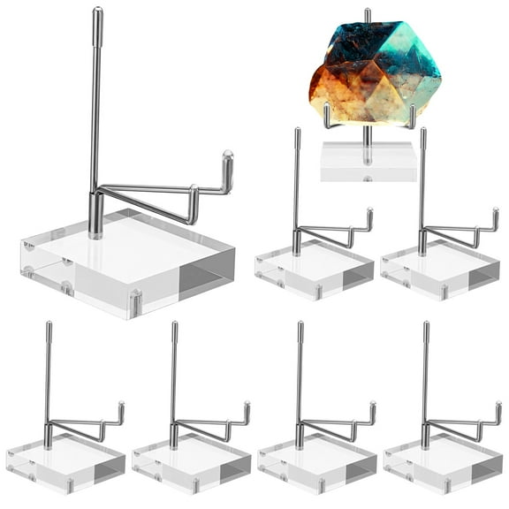 Crystal Stand Acrylic and Metal Jewelry Display Rack, Transparent Base in Gold and Silver, Three Adjustable Sizes, Ideal for Mineral Specimens and Crystal Display