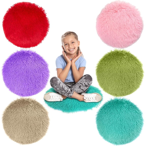 6 Pack Kids Crazy Carpet Circle Seats 16 Inch Round Floor Mat Kids Floor Cushions Soft Colorful Educational Classroom Rug for School Home Group Activity Learning Marker Playing Areas