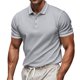 thumbnail image 1 of Blusa y camisa de manga corta con cuello vuelto para hombre, informal, lisa, de manga corta, con botones y cuello vuelto, de poliéster., 1 of 8