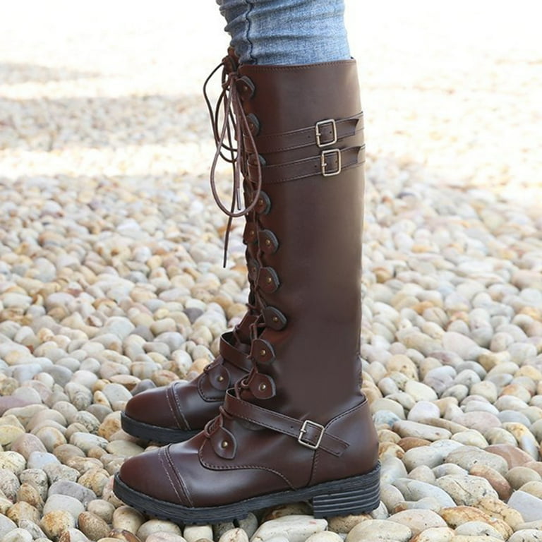 CBGELRT Knee High Boots for Women Vintage Fashion Lace-up CBGELRT Knee High Boots for Women Vintage Fashion Lace-up