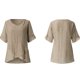 thumbnail image 4 of Puntoco Mujeres Casual Lotu Manga V-Cuello Sólido Irregular Blusa tops Camiseta Puntoco Puntoco-1395, 4 of 6