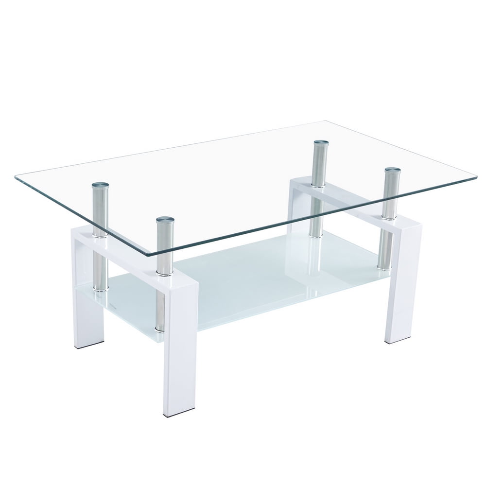 Private Jungle 110*60*45.5cm Double-Glazed Dining Table Stainless Steel Table Legs,White