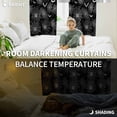 thumbnail image 3 of Fsddascl Halloween Blackout Curtains for Bedroom/Living Room, Thermal Insulated Kitchen Curtains, Black Scary White Bat Animal Net Geometric Grommet Darkening Window Treatment Drapes 27.5"x39"x2, 3 of 6