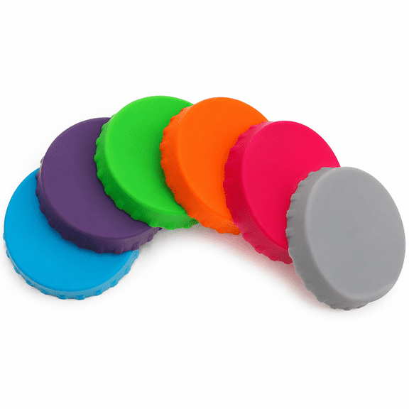 Reusable Silicone Stretch Bottle Caps, Airtight Food-Grade Can Lids and Seal Covers for Soda, Drink Bottles and Kitchen Storage, 6 Pack Multicolor