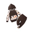 thumbnail image 3 of TheFound Thanksgiving Day Cartoon Print Hooded Sweatshirt with Pocket + Pants, 3 of 10