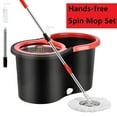thumbnail image 4 of Spin Mop and Bucket System, Mops and Buckets for Floors, 61 inches Mop Pole 360 Degree Spin Mop with Bucket, Upgraded 3 Mop Heads, Black & Red, 4 of 9