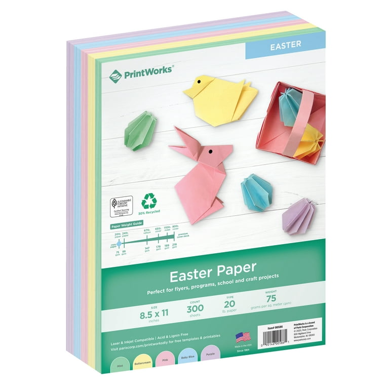 PrintWorks Holiday Paper, 3 Assorted Colors, Solid Core, 300