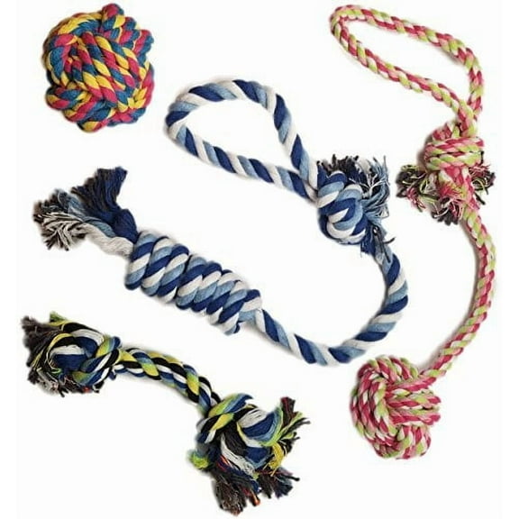 Amerteer Dog Rope Toys, 4 Pack Dog Rope Toys,Dog Chew Toys, Dog Playing Toys, Washable, Nearly Indestructible, 100% Natural Cotton Dog Rope Toy Set, Teething Toy for Small & Medium Dogs