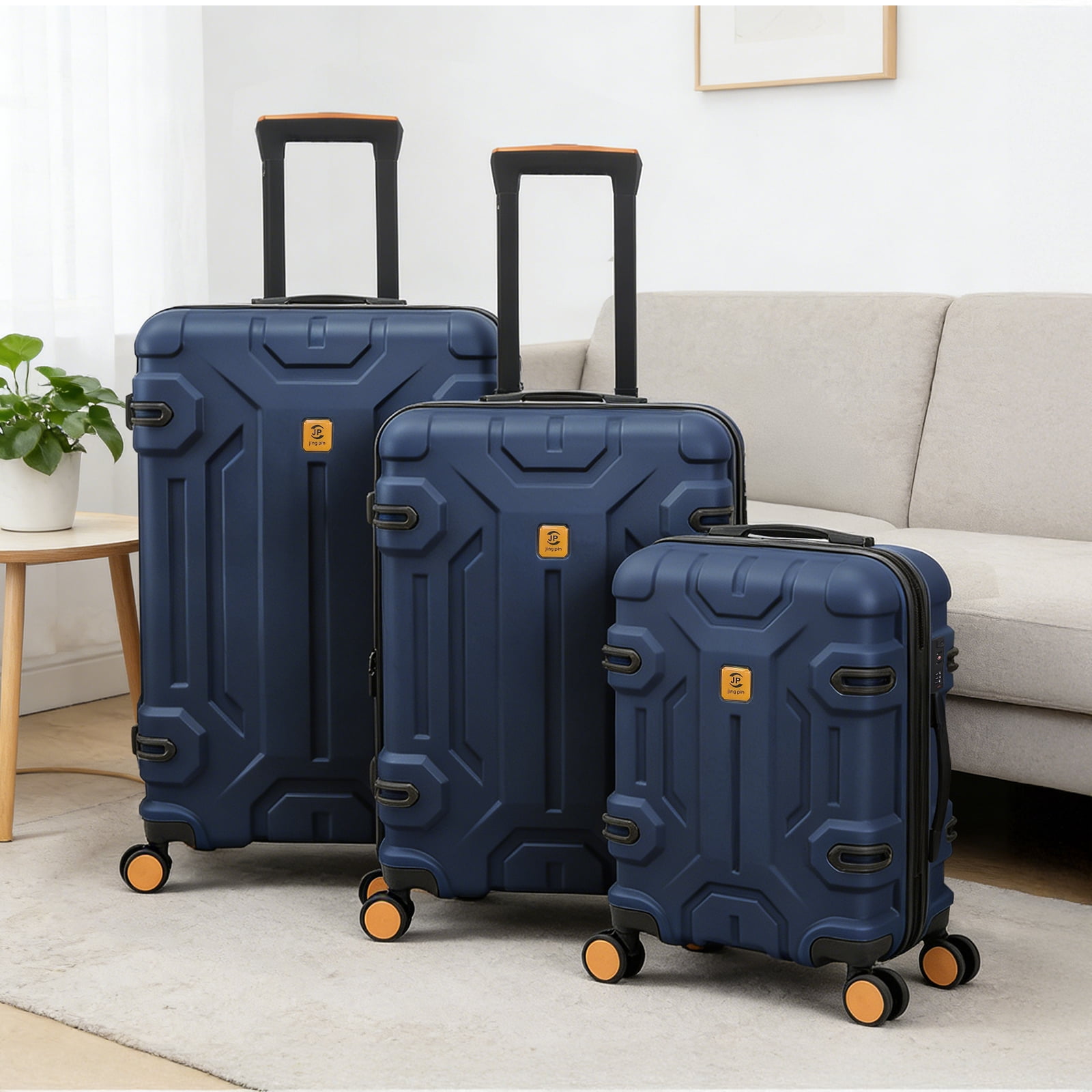 3 Piece ABS Luggage Set with TSA Lock, 20/26/30 Inch Spinner Suitcase for Carry On and Checked Bag, Lightweight Durable Travel Bags for Family Vacation Holiday Travel Back to School and Business Trip