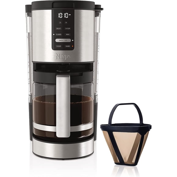 Remis à Neuf Ninja DCM200C Cafetière Programmable TG 14 Tasses, Carafe en Verre 14 Tasses, avec Filtre Permanent, Acier Inoxydable