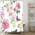 thumbnail image 3 of Pink Rose Shower Curtain, Floral Shower Curtain Set, Valentine Flower Shower Curtains for Bathroom, Waterproof Fabric with 12 Hooks, 72 x 72 Inches, 3 of 6