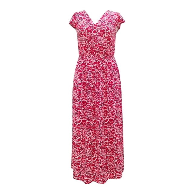 Ropa Playa Ocean Pacific para Mujer Maxivestido Cuello V Manga Olanes Flores Rojo Talla M
