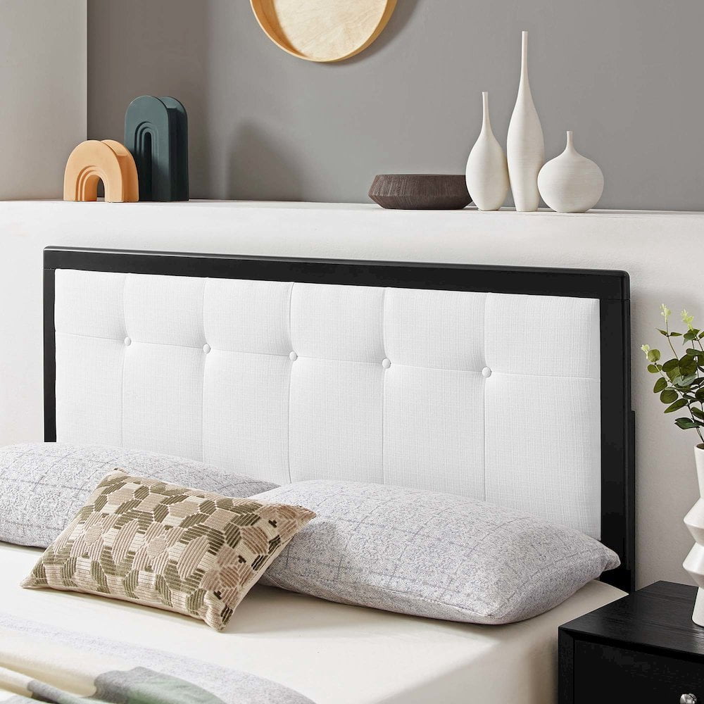 Modway Draper Tufted Twin Fabric and Wood Headboard in Black/White