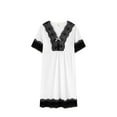 thumbnail image 1 of Timegard Vêtements de Nuit pour Femmes Grande Taille Dentelle Col en V Manches Courtes Robe de Nuit Décontractée, 1 of 2