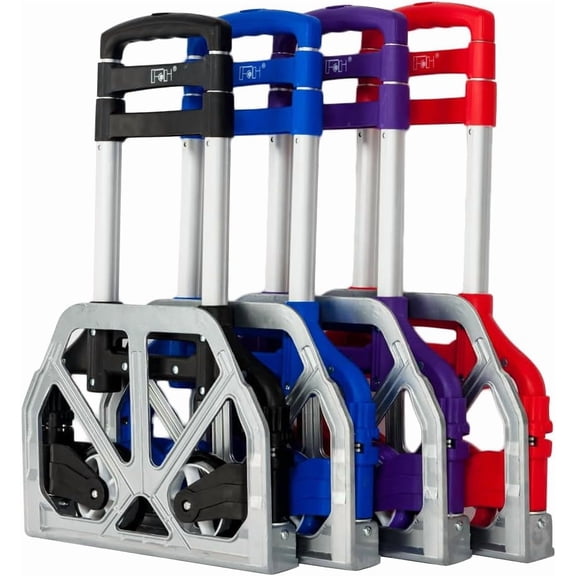 Folding Hand Truck Aluminum Portable Folding Hand Cart 155lbs Capacity Hand Cart and Dolly Ideal for Home, Auto, Office,Travel Use,Blue