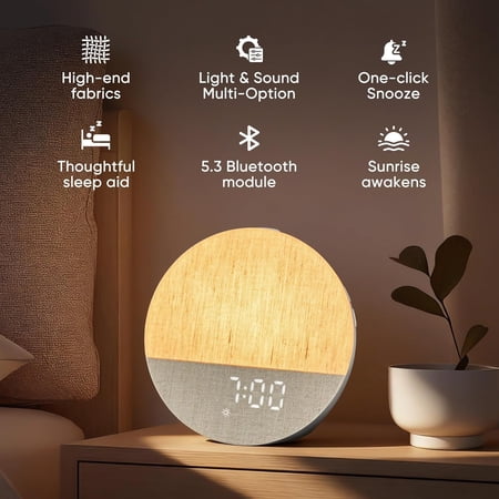 Hatch Alarm Clock with Sunrise Simulation & White Noise for Heavy Sleepers, Fabric Dimmable Night Light
