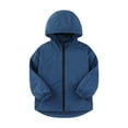 thumbnail image 4 of Lenpel Children's Rain Jackets Toddler Girls Boys Long Sleeve Zip up Hooded Lightweight Raincoats Hiking Casual Outwear Coats(Blue,9-10 Years), 4 of 6