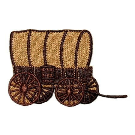 - ID 1324 Covered Wagon Patch Oregon Trail Caravan Embroidered Iron On Applique