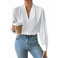thumbnail image 2 of Womens Tops Trendy 2025 Long Sleeve Shirts Blouses Dressy Casual Spring Summer Business Outfits White XL, 2 of 9