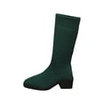 thumbnail image 2 of Women's Knee High Boots Stretch Square Toe Chunky Block Heel Long Boots for Women Comfortable Breathable Womens Boots, 2 of 8