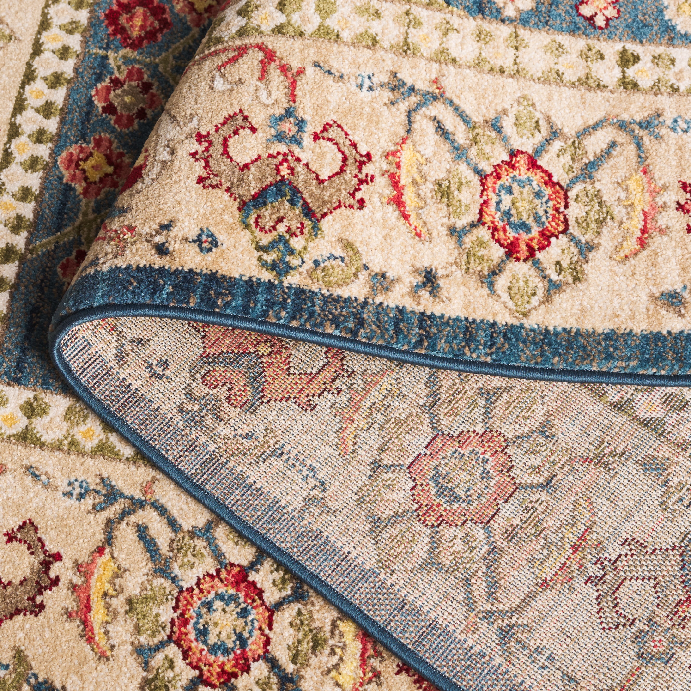 SAFAVIEH Kashan Vaska Oriental Runner Rug, Blue/Tan, 2'6" x 12'