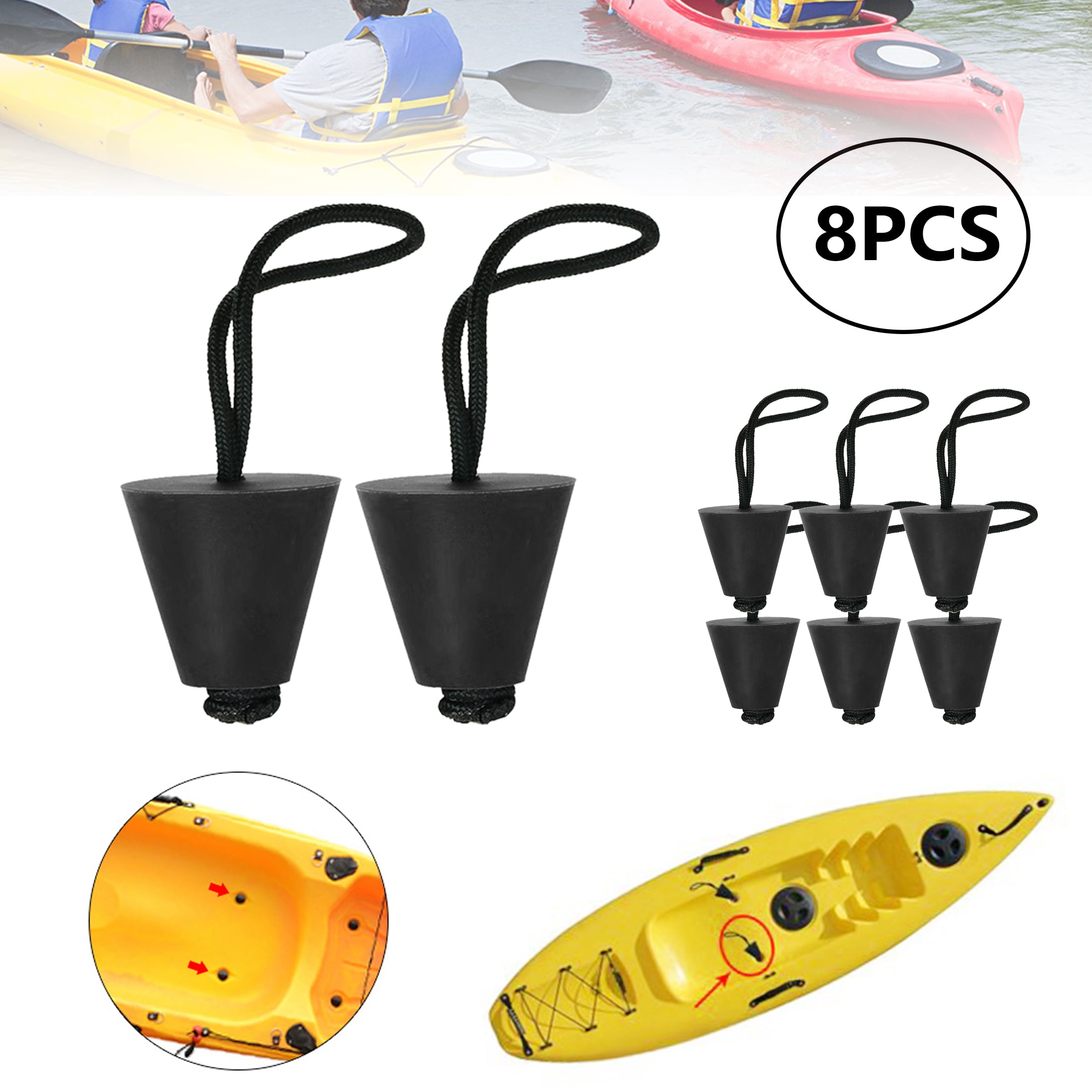 Neoprene Stopper Kit Canoe Drain Holes Fishing Boats Kayak Drain Plug