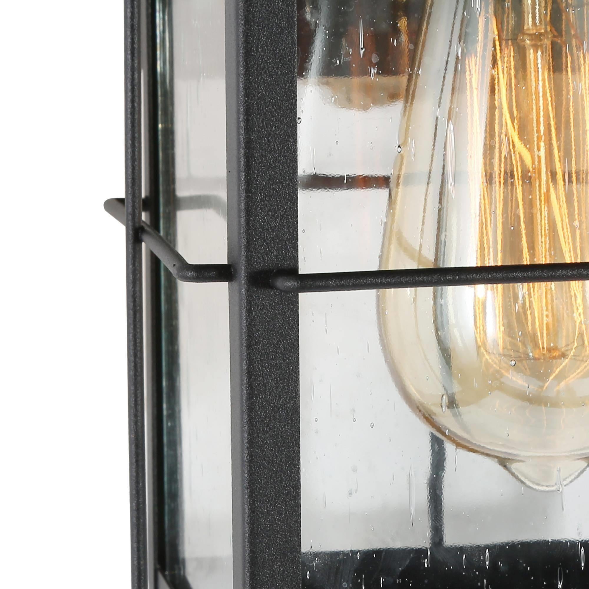 LNC Black Transitional Outdoor Wall Sconce(2 Pack),LED Exterior Wall Light with Seeded Glass