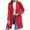 Red, variant on Fesfesfes Cardigan for Women Jacket Solid Jacket Button Turndown Neck Slim Fit Warm Medium And Long Jacket