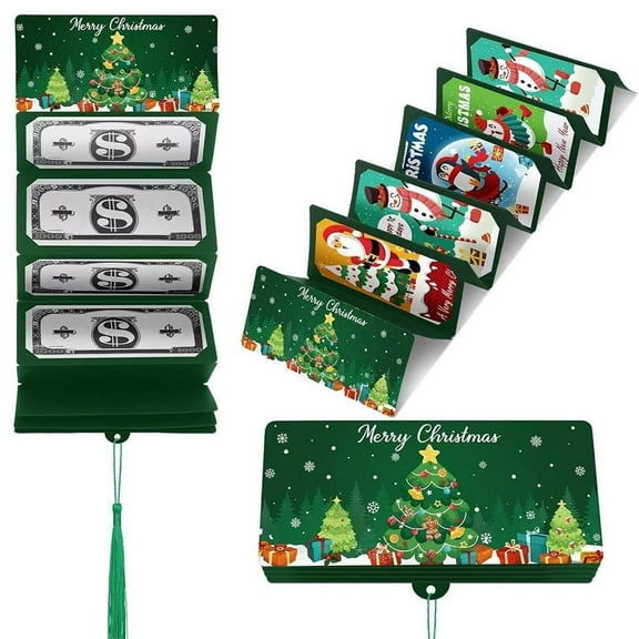 2pcs Christmas Money or Gift Card Holder with 10 Slots, Folding Christmas Money Holders, Surprise Moneys Gift Card Holder for Santa Cash Supplies, Xmas Party Favors for Cash, Checks, Cards