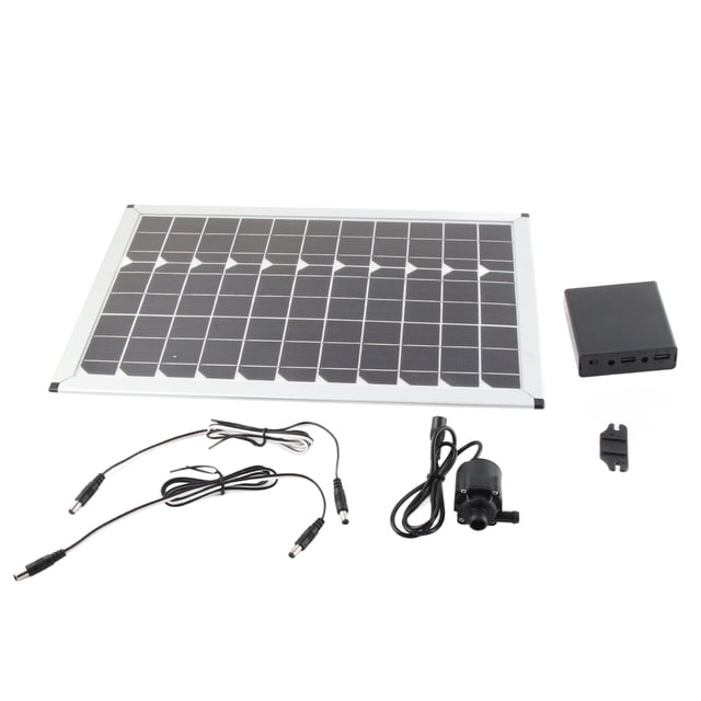 Bomba de agua solar de 20 W, bomba sumergible para fuente con panel solar de 12 V y elevación de descarga de 5 m para jardín