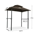 thumbnail image 5 of 8'X5' Grill Gazebo Canopy, Grill Tent for Outdoor Grill, Double Tiered BBQ Gazebo with Steel Frame, Two Shelves, Nine Hooks and A Bottle Opener, Small Grill Shelter For Backyard, Patio (Brown), 5 of 9