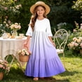 thumbnail image 7 of ersvoioy Girls Summer Party Dress Gradient Print Ruffle Cap Sleeve Round Neck A-Line Flowy Hem Sundress 4-14 Years, 7 of 7