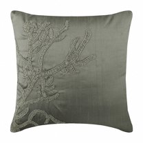 The HomeCentric Silver Pillow Cover Coral Design Beach and Ocean Theme Pillow Cover Throw Pillow Cover Pack of 2 18x18 inch (45x45 cm) Square Silk Pillow Cover Floral Sea Creatures - Coral Adornment