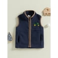 thumbnail image 3 of BemeyourBBs Toddler Baby Boy Fleece Vest Casual Sleeveless Zip Up Tractor Embroidery Vest Jacket Coat With Pockets Warm Fall Winter Clothes, 3 of 9