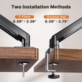 thumbnail image 4 of Dual Monitor Mount Stand for 13”-33" Screens, 360° Heavy Duty Adjustable Gas Spring Arm Desk Mount with Tilt, Swivel, Rotation, VESA 100x100, 75x75, Holds Up to 22lbs per Monitor Arm, 4 of 9