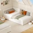 thumbnail image 7 of Twin daybed  with Removable Headboard,Corner Bed Frame with Bed Rails,Velvet Upholstered Sofa Bed,Wooden Slats Support,Upholstered Daybed for Bedroom, 7 of 7